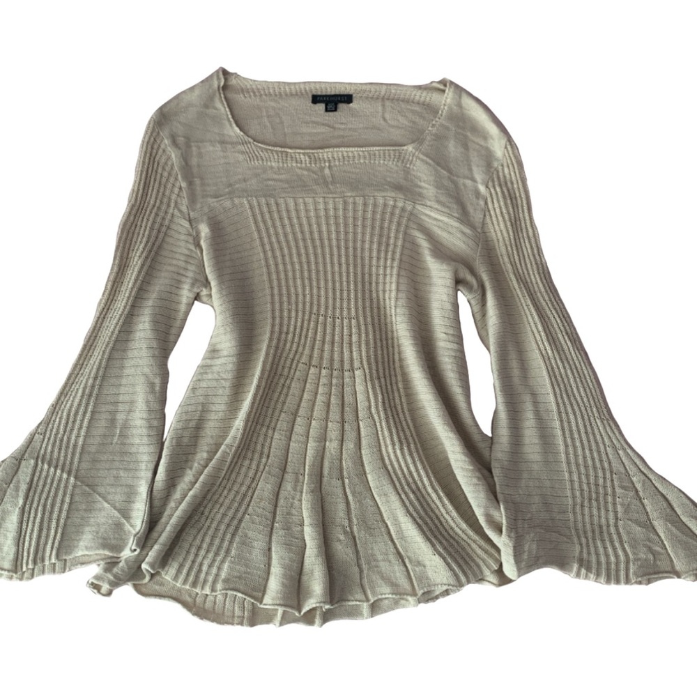 flowey creme flare sleeve top - Picture 1 of 5